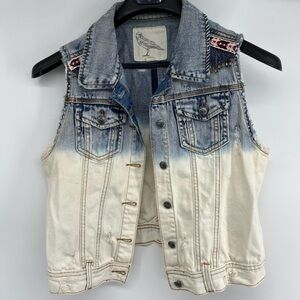 White‎ Crow Sz Medium Denim Distressed Hippie Vest